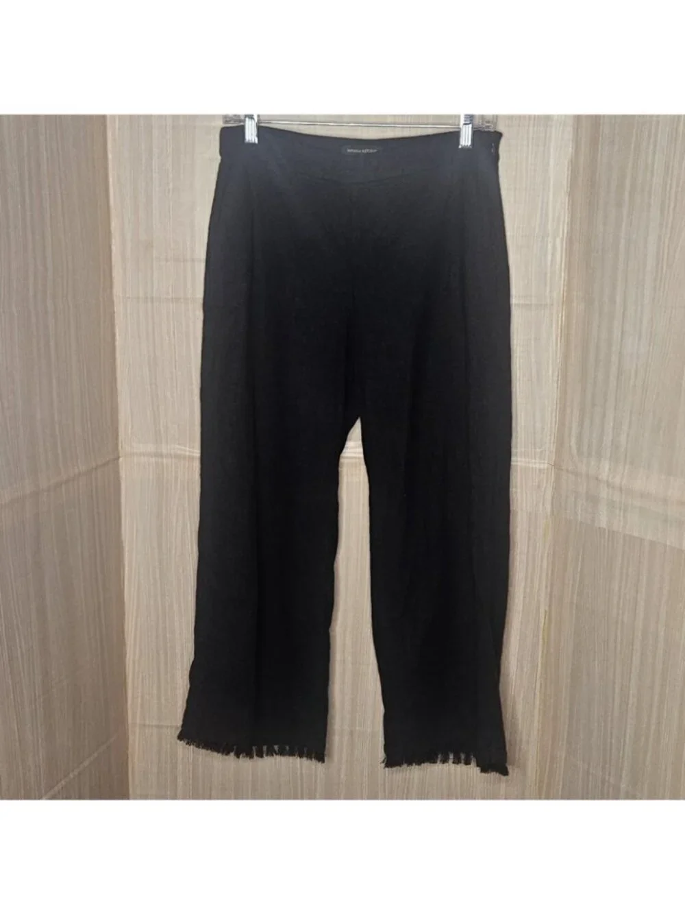 Banana Republic Womens Black Linen Blend Wide Leg Crop Pants 4